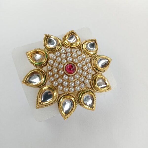 kundan moti  finger ring - Image 2