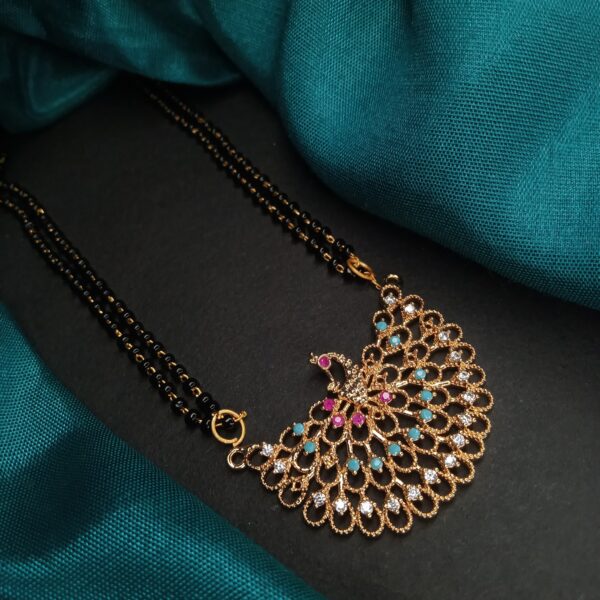 diamond peacock mangalsutra